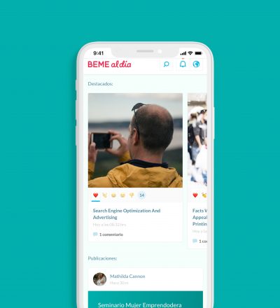 Smartphone con la aplicación de BEME al día