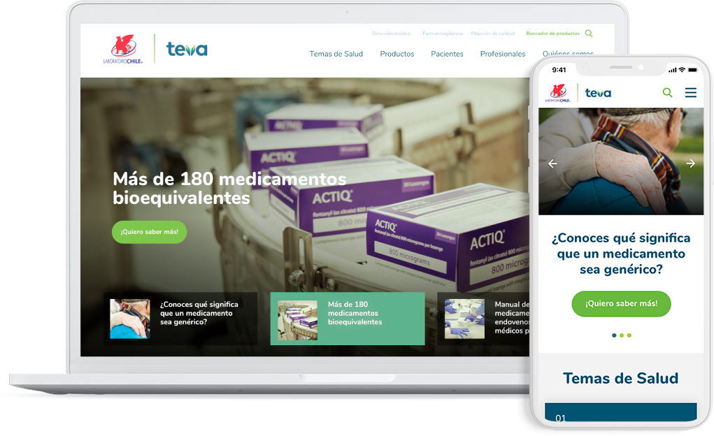 notebook y smartphone Teva Laboratorio Chile